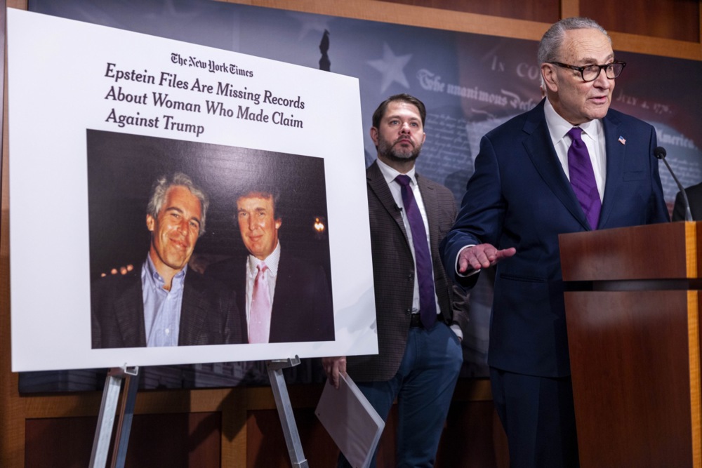 Senate Minority Leader Schumer hosts press conference on Epstein files