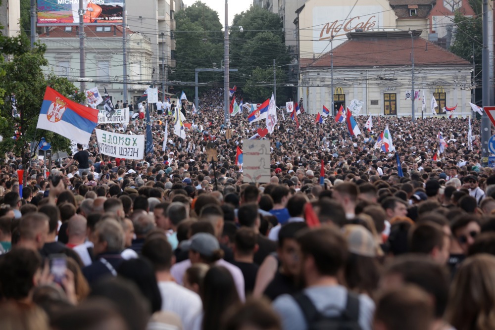 University students rally for early elections in Serbia