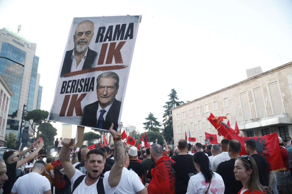 Demonstrators protest against resort project linked to Trump’s son-in-law in Tirana